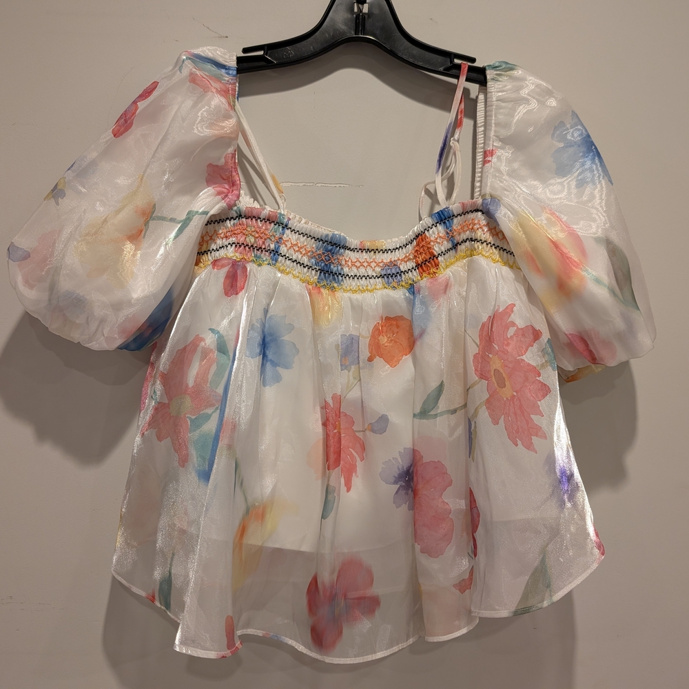 Peacebird Ethereal Fairy Floral Puff Sleeve Top S Girly Festival Whimsy Spring